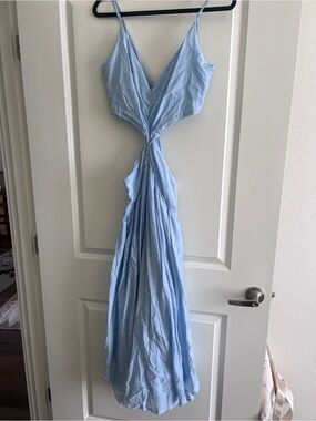 Fortunate One Baby Blue Maxi Dress With Cutouts